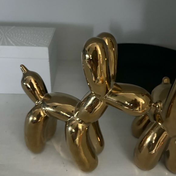 2 Brass Yellow Gold Tone Balloon Animal Ceramic Modern Home Decor Eclectic Fun - Picture 5 of 5